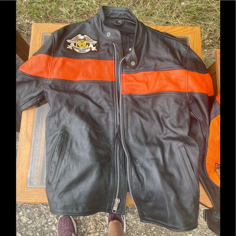 Leather Harley Davison biker jacket. Full price $400.